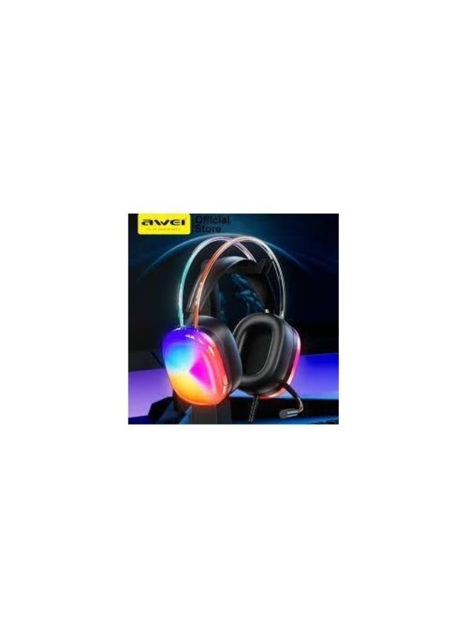 أوي Awei سماعة رأس للألعاب AWEI. GM-11pro بإضاءة ملونة، سماعة رأس سلكية USB للرياضات الإلكترونية - HS,] - Image 2